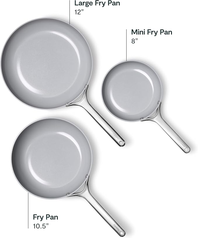 Caraway 8in + 10in Fry + 12in Fry Set (no lids) + 3Qt+ 4.5Qt Saute Duo Navy