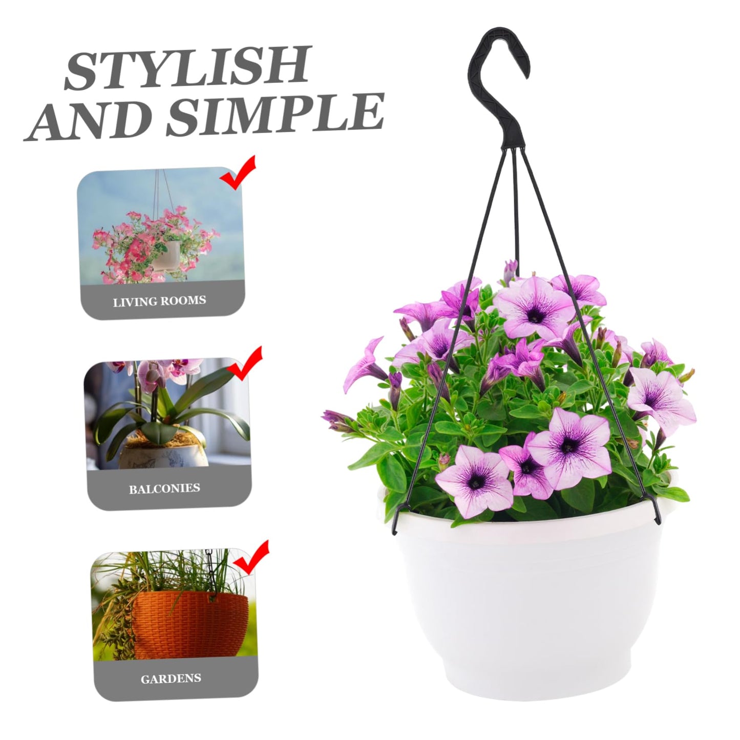Cabilock 10pcs Plastic Hanging Hooks for Indoor and Outdoor Plant Display Flower Pot Hanger for Garden Balcony and Home Decor for Pothos