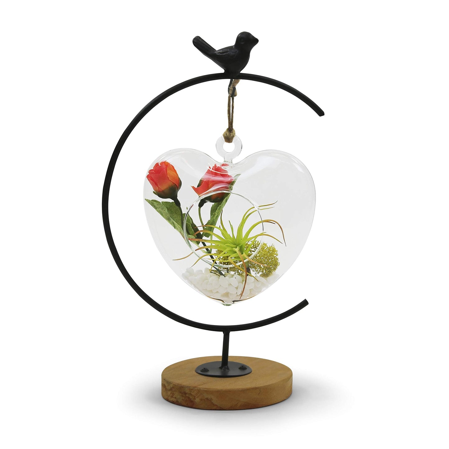 WGV Glass Hanging Plant Terrarium, Width 6", Height 6", Heart Valentine DIY Succulent Air Planter Clear Tea Light Votive Candle Holder for Event Home Garden Outdoor Decor, 1 Piece