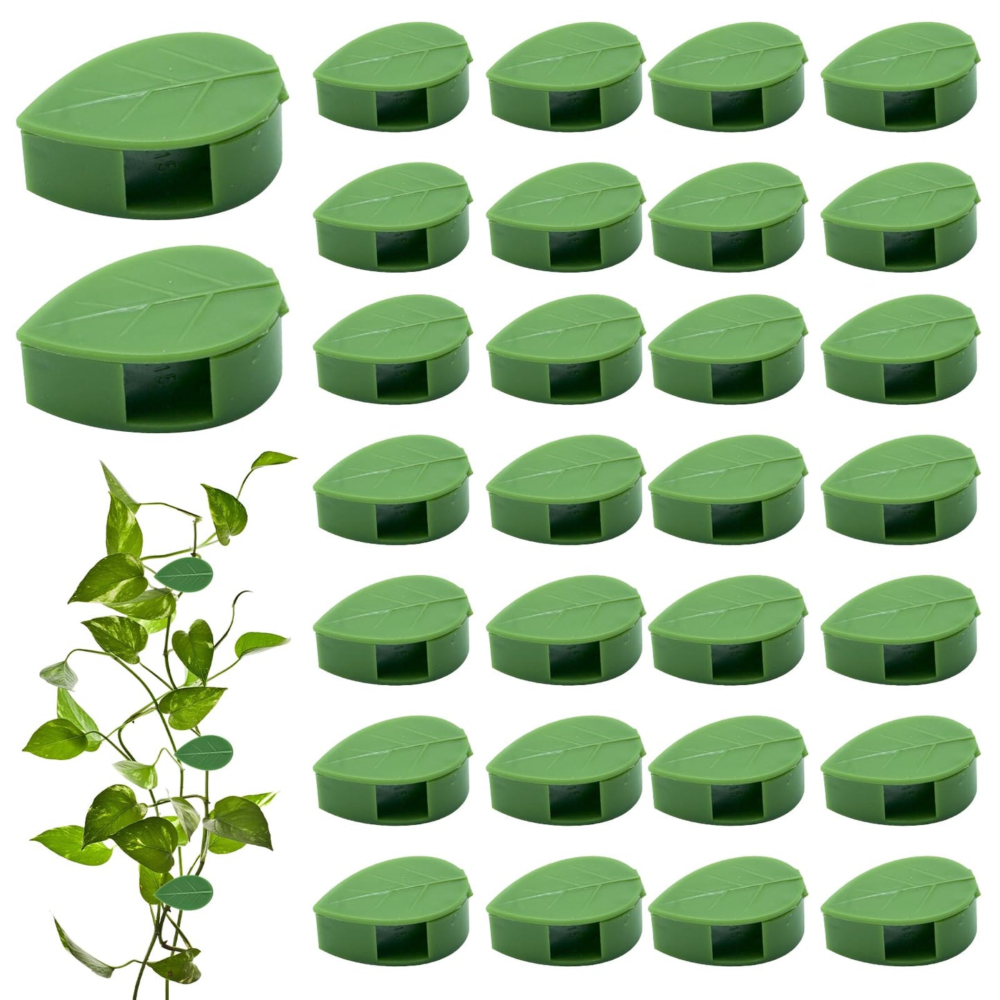 Plant Wall Clips for Climbing Vines Green Garden Stem Holder with Adhesive Climbing Wall Fixture Clips for Indoor Wall Decor, Office, Home (30 Packs)
