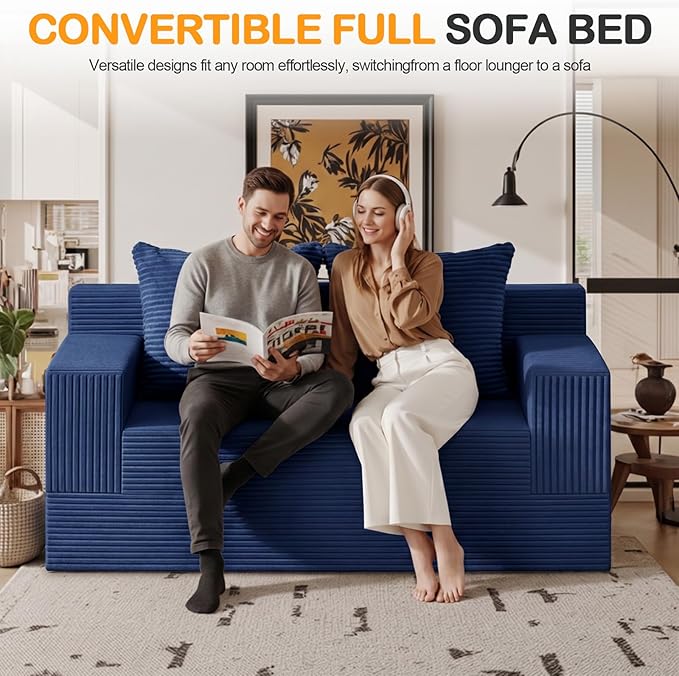 Erament Boneless Loveseat Convertible Sofa Bed, Folding Floor Futon Sleeper