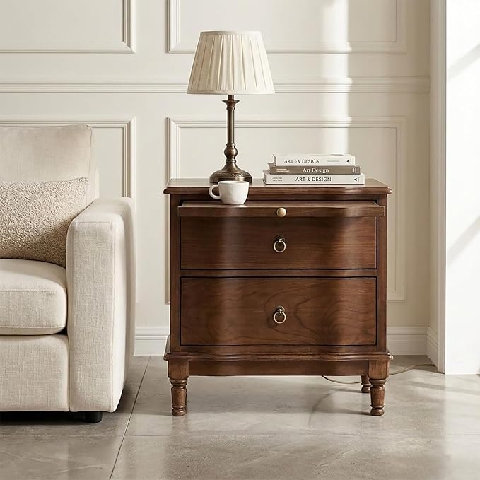 HULALA HOME Solid Wood Storage End Table