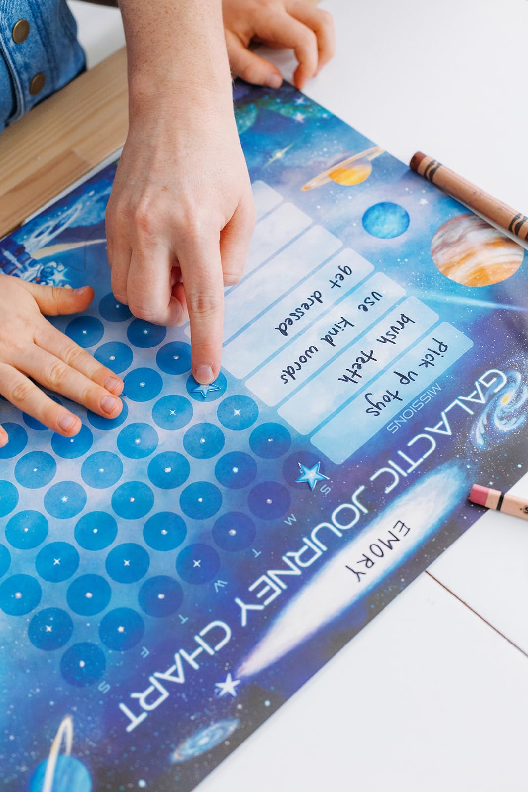 Kids Chore & Routine Reward Chart Set – 3 Space-Themed 7-Day Charts with 147 Stickers – Gentle Behavior & Goal Tracker by Saisu – Ages 3+