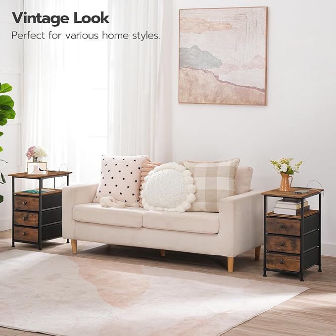 HOOBRO End Table, Narrow Side Table
