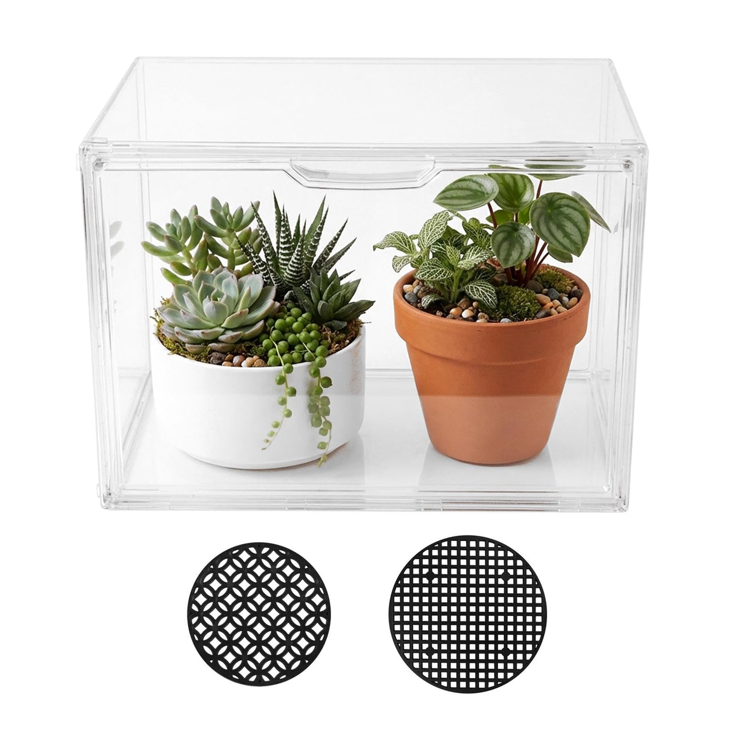 Mini Greenhouse for Indoor, Stackable Acrylic Plant Nursery with Magnetic Easy-Access Door, Tabletop Small Green House for Seedling Germination, Succulents & Cactus, 14.1x8.6x10.6 Inch