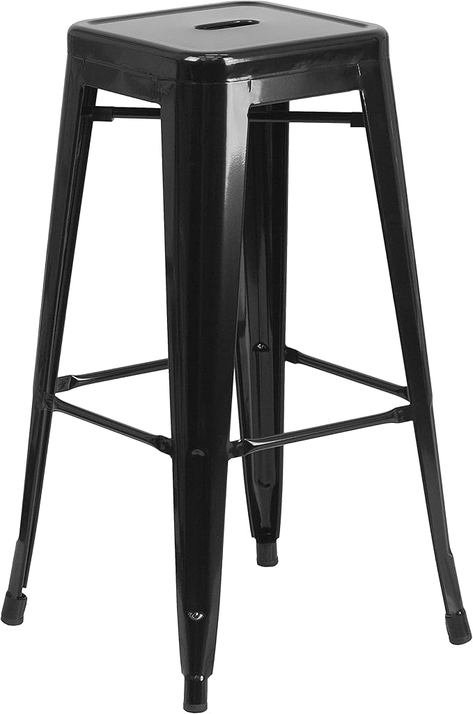 Flash Furniture Lily 4 Pack Commercial Grade 30" High Backless Black Metal
