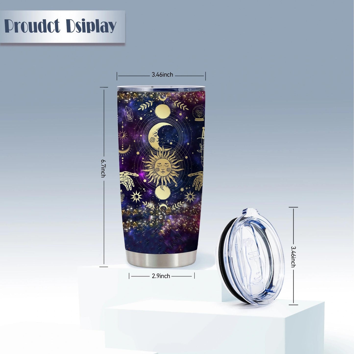 Goth Moon Tumbler,Halloween Witch Travel Mugs, Gothic Moon Phase Black Vacuum Insulated Stainless Steel 20 Oz Witchy Tumbler Cup,Halloween Spooky Gifts for Women Goth Mystery Coffee Tumblers,1 Pcs