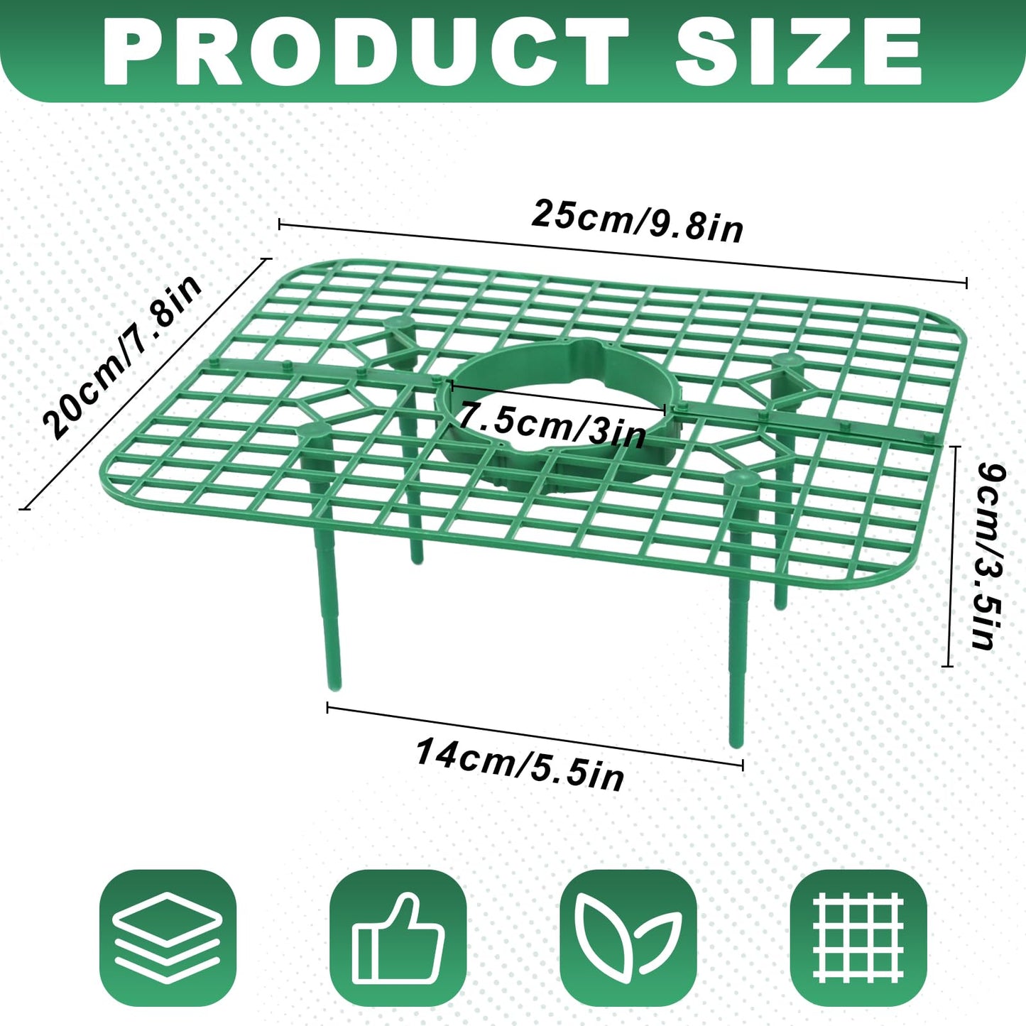 Qumenan 5 Pack Strawberry Plant Support Square Strawberry Supports for Garden Green Holder Plastic Stand with 4 Sturdy Legs Risers Growing Racks Frame