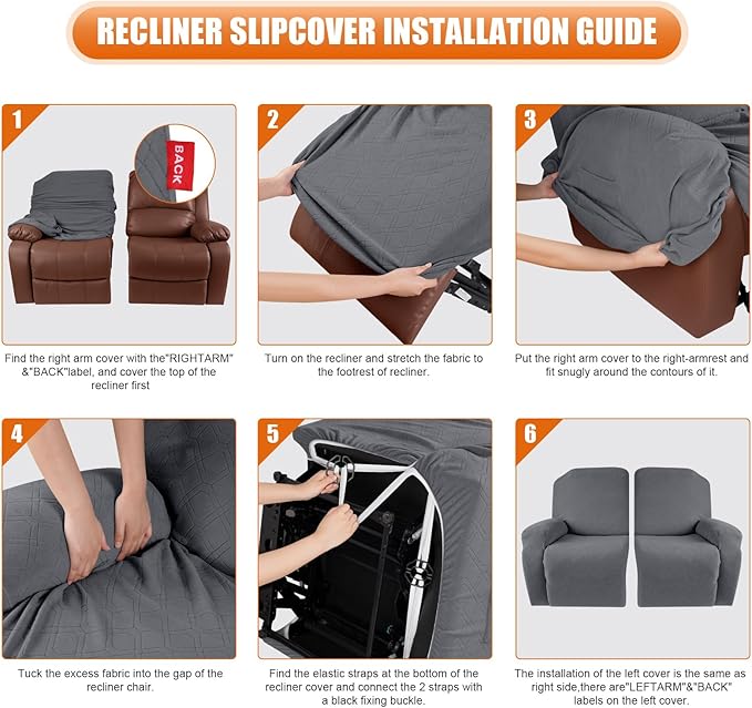 VANSOFY Oversized Recliner Cover, 2-Pieces Stretch Reclining Couch Cover