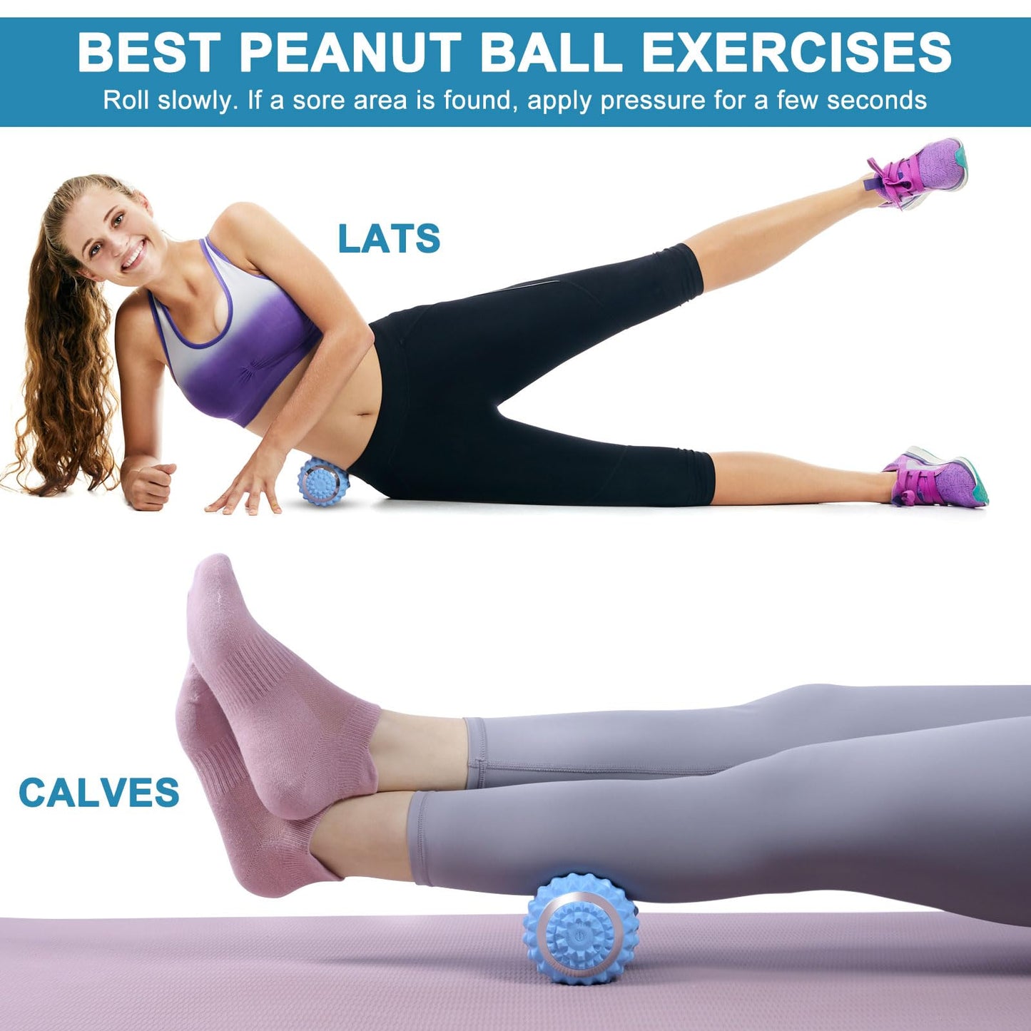 Uppye Vibrating Massage Ball for Pain Relif, Mobility Ball for Physical Therapy and Workout Recovery, Deep Tissue Myofascial Release Tools - Back, Shoulder & Foot Muscle Massager (Blue)