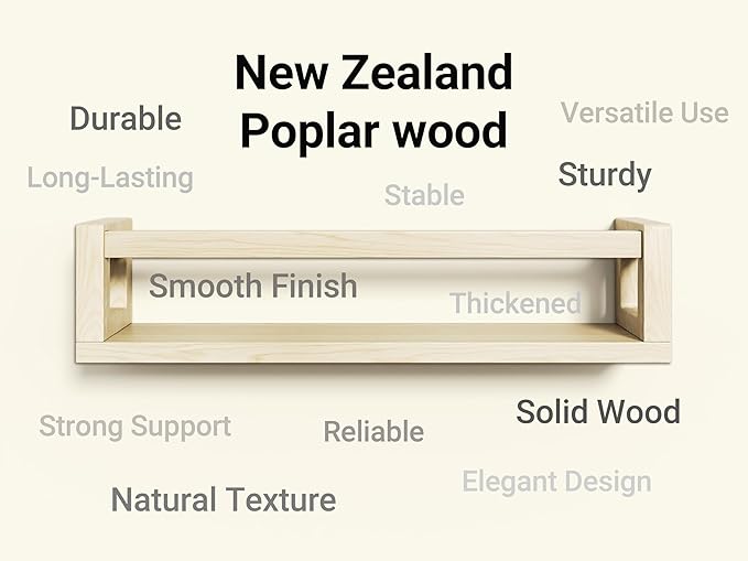TidyCorner Upgraded Thick Floating Shelves, Solid Wood Bookshelf
