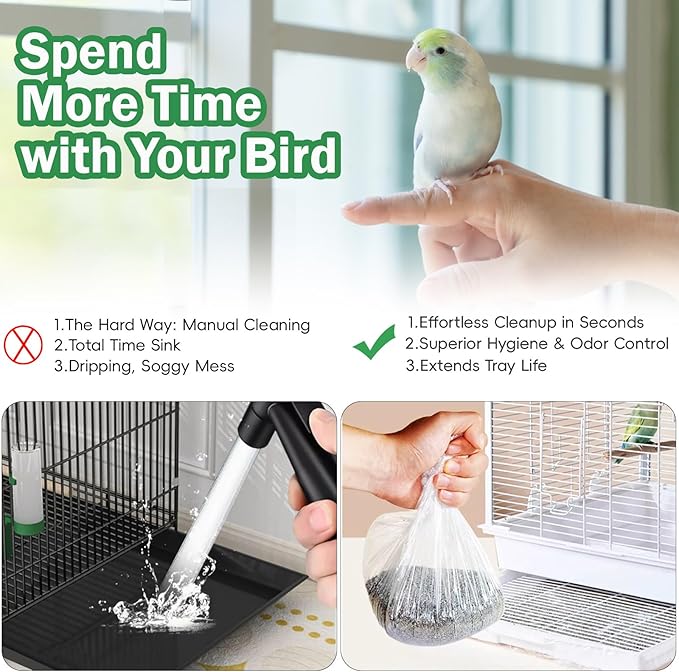 50 Pack Disposable Bird Cage Liners, Clear Plastic, 27 * 20 Inches, Leak-Proof, Universal Tray Liner Bags for Parrots, Canaries, Cockatiels