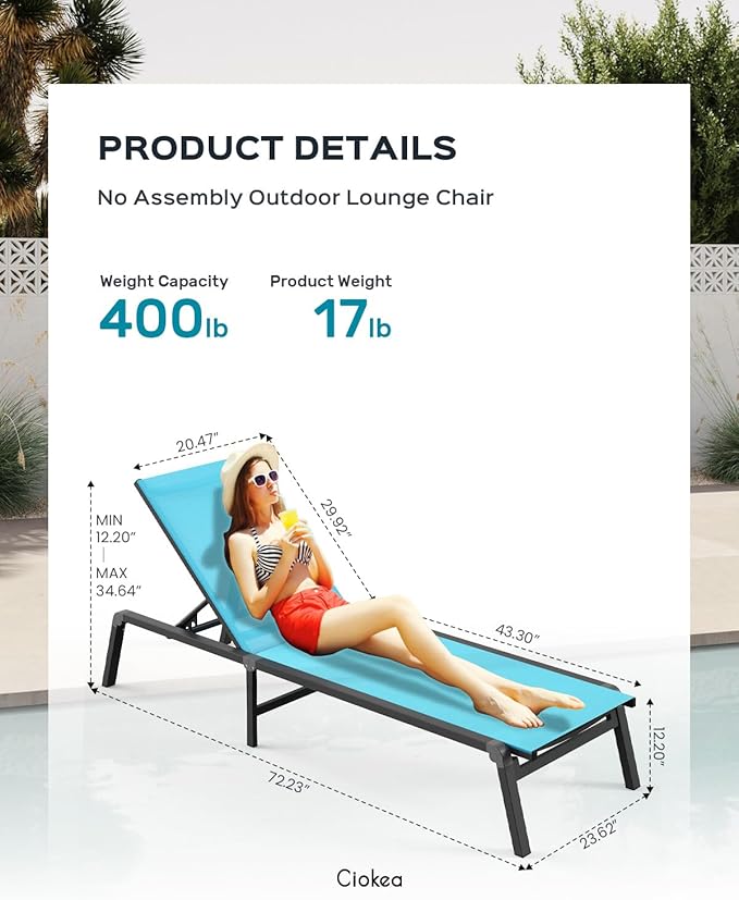 Aluminum Chaise Lounge Ourdoor