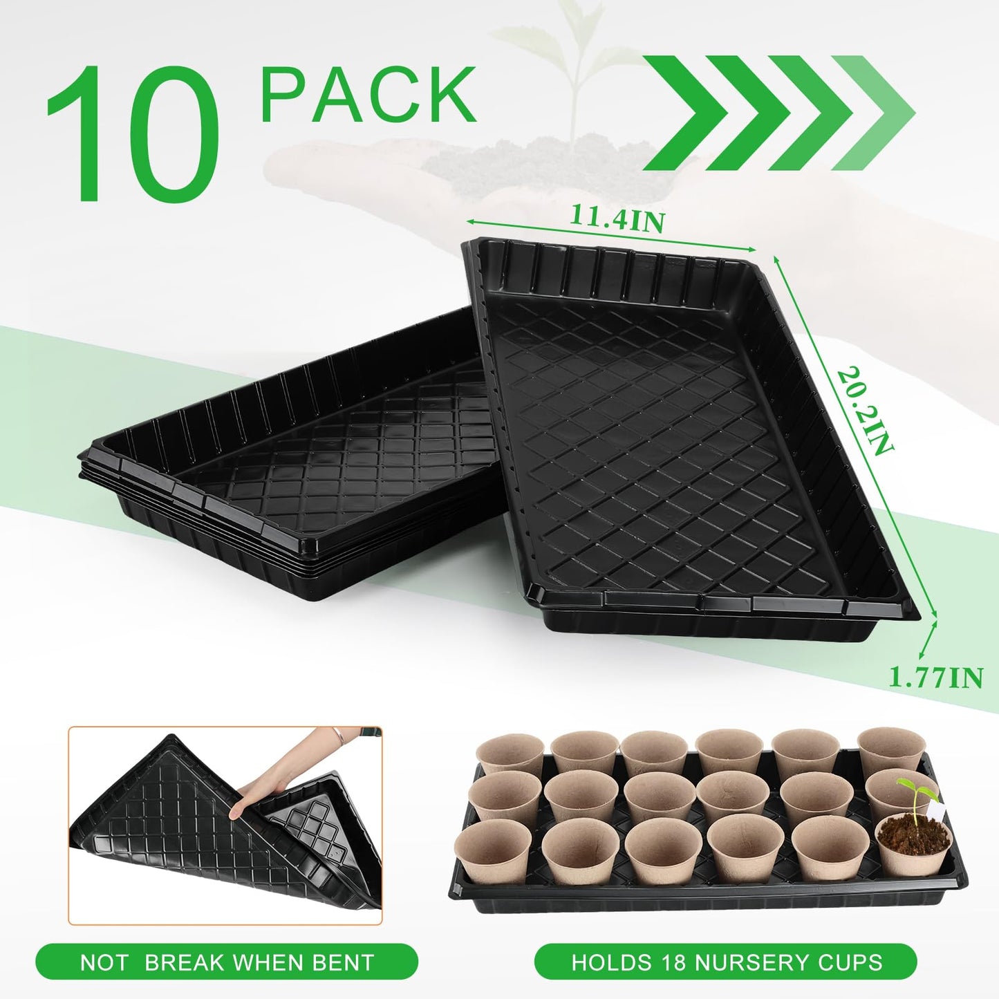 Vesici 220 Pcs Seed Starter Tray Kit Include 180 Peat Pots with Drainage Holes 10 Plastic Growing Trays, Plant Germination Trays for Seedling 30 Plant Labels for Greenhouse Seedling