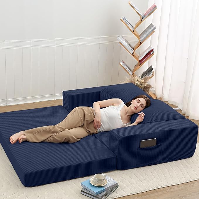 COMAX Convertible Sofa Bed Queen, Folding Fold Out Couch Bed, Floor Futon Couch