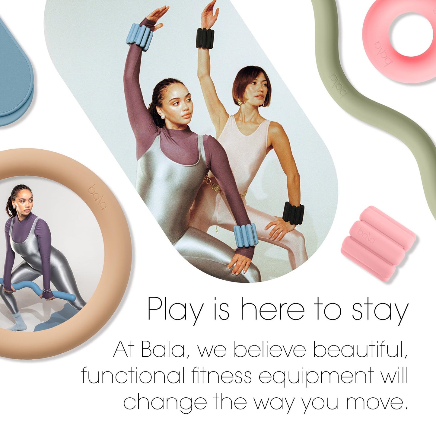 Bala Bangles Wrist & Ankle Weights for Women & Men (Sea) - 3 lb Adjustable Silicone Weighted Bracelet Set for Gym, Yoga, Pilates, Cardio & Strength Training - Wearable Arm & Leg Workout Weights