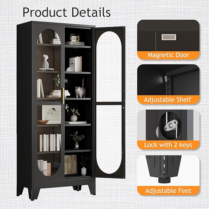 PAOFIN 75" H Locking Display Cabinet