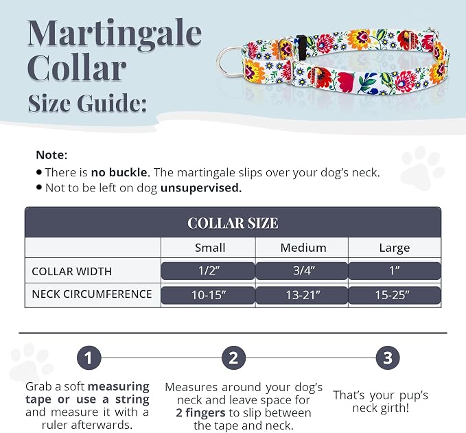 Lucky Love Dog Martingale Dog Collar - Adjustable, No-Slip, Durable, & Soft Webbing Collar for Male and Female Dogs Ideal for Training & Walking - Ladybird, Small