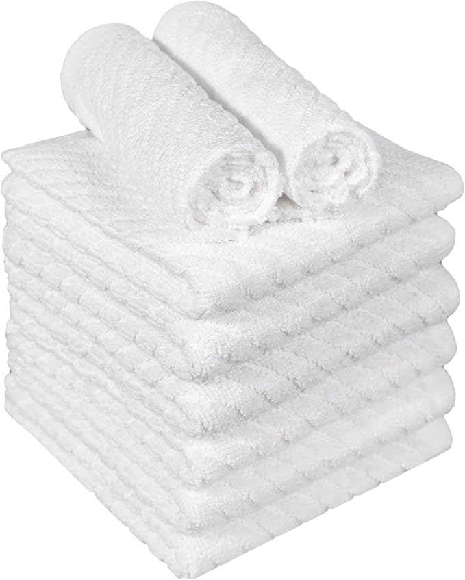 Bumble Towels Premium Kitchen Dish Cloths | 8 Pack | Diagonal Deluxe Dish Cloth