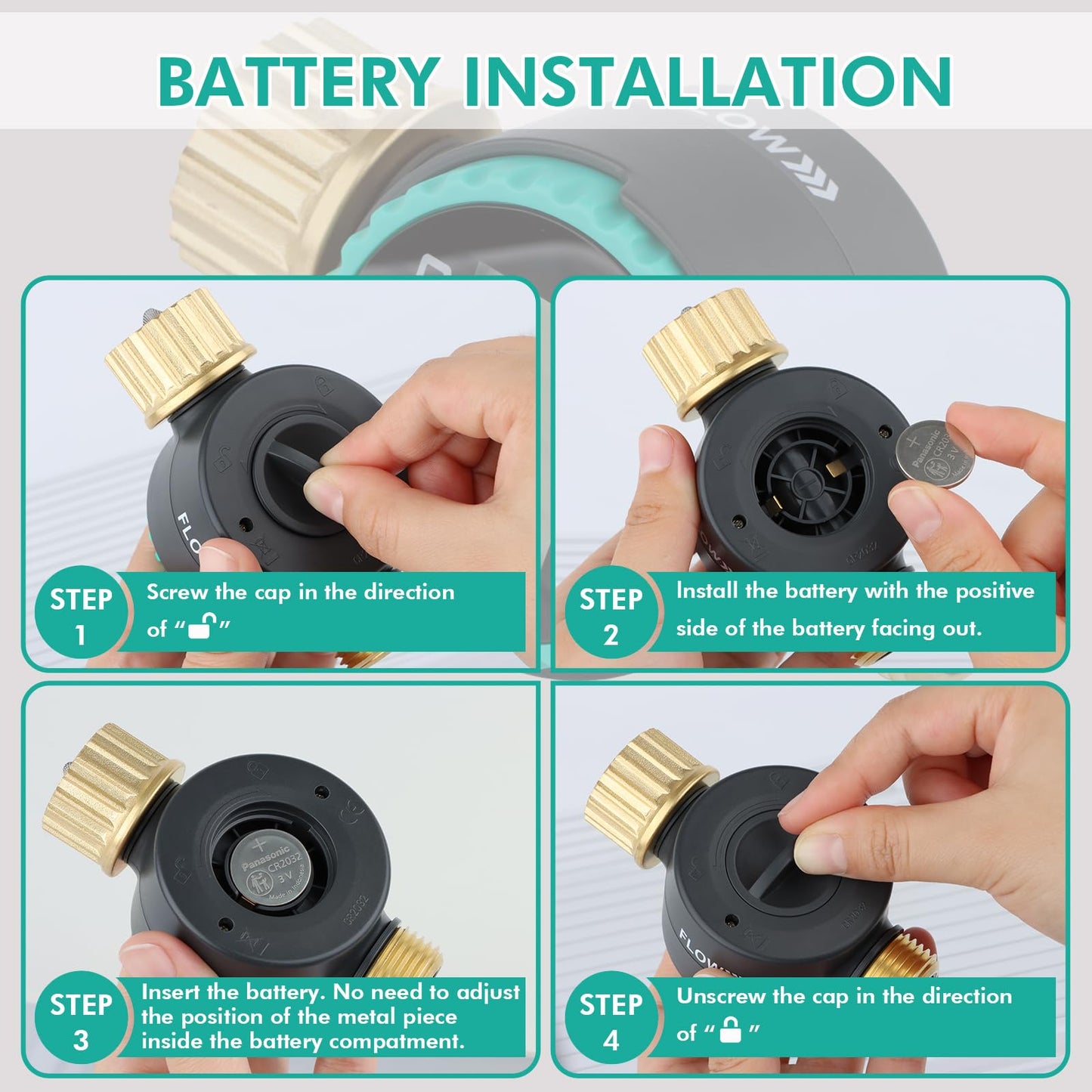 RESTMO 360° Rotatable Water Flow Meter, Pure Brass Inlet & Outlet Water Meter, Measure Gallon/Liter Consumption and Flow Rate for Garden Hose Watering, RV Water Tank Filling and Lawn Sprinkler