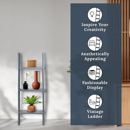 BARNWOODUSA Throw Blanket Ladder – Fully Assembled Reclaimed Wood – Rustic Decorative Ladder for Towels, Quilts, & More – Perfect Decor for Bathroom, Porch, or Living Room,5' x 18" Slate Blue