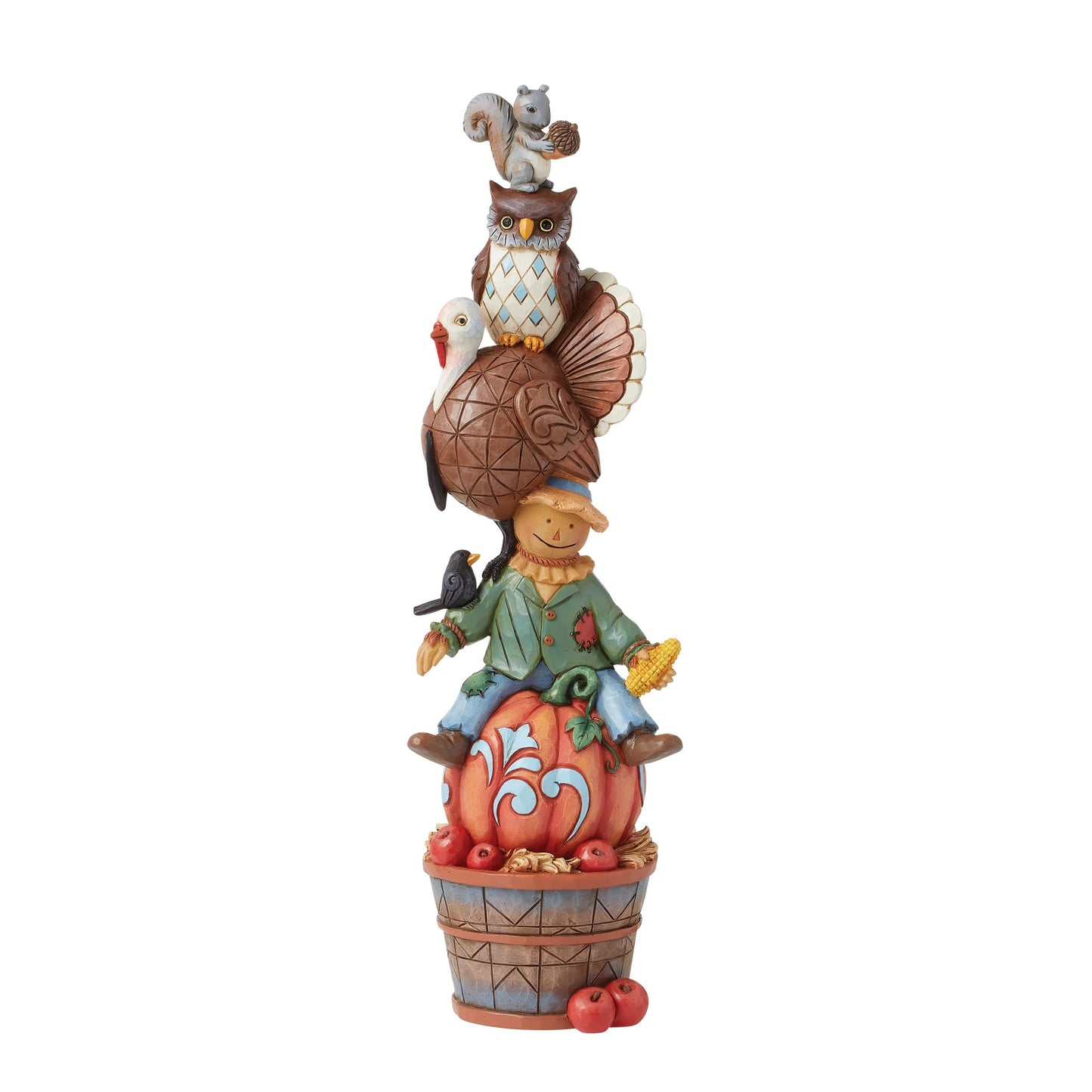 Enesco Jim Shore Heartwood Creek Thanksgiving Harvest Critters Stacked Figurine, 11.22 Inch, Multicolor