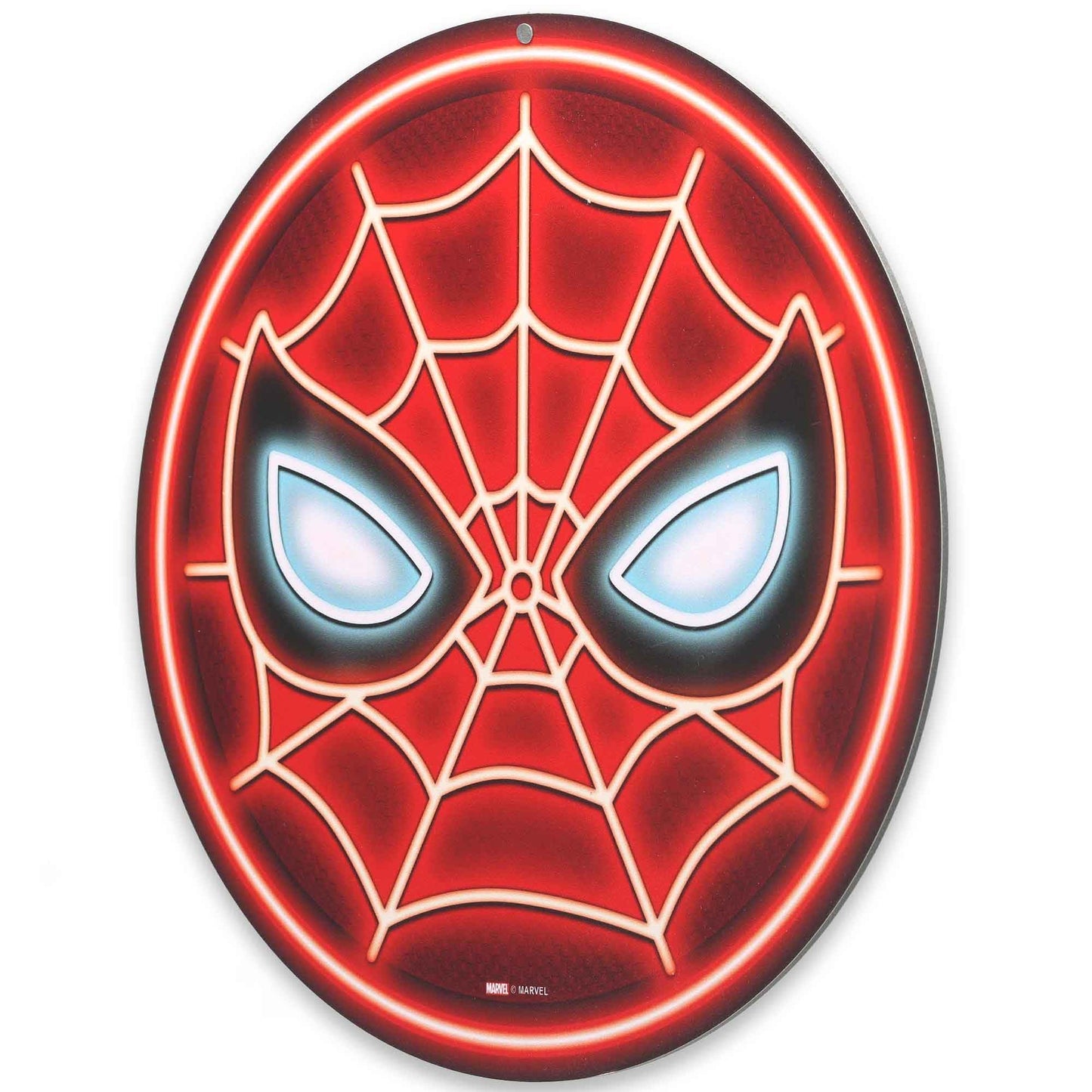Open Road Brands Marvel Spider-Man Mask Round Metal Sign - Fun Spider-Man Wall Decor for Man Cave or Movie Room