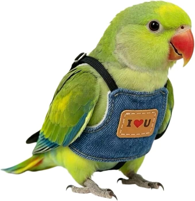 2-Pack， Adjustable Bird Harness & 78.7" Leash Set, Anti-Bite Nylon Flying Rope for Outdoor Training, for XS Small Parrots, Mini Macaw, Scarlet, Keck & Similar Sized Birds (Blue, L)