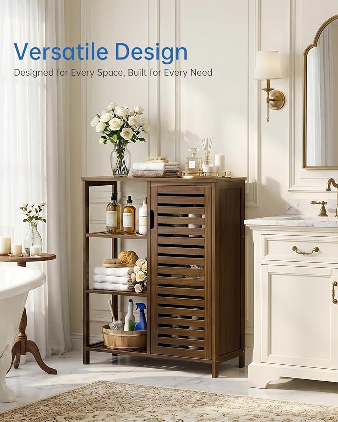 HITNET Bathoom Storage Cabinet, Bamboo Floor Cabinet
