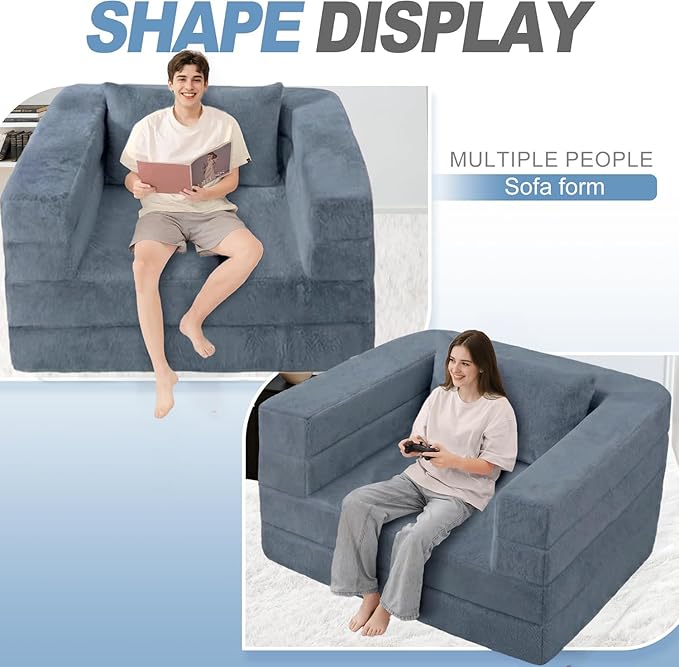 Futon Sofa Bed with Pillow, 3-in-1 Sleeper Sofa Bed with Removable Cover
