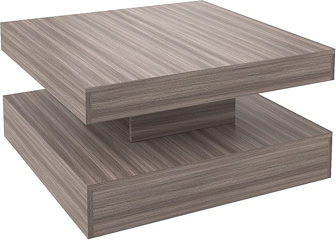 HedoAjim LED Coffee Table for Living Room, Living Room Table 2-Tier Square