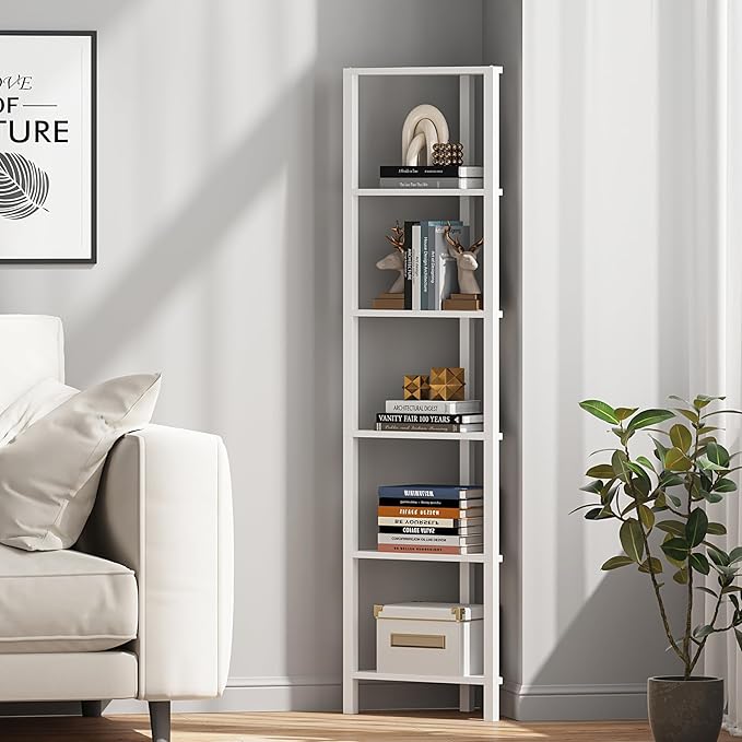 TUTOTAK 6-Tier Corner Bookshelf, Corner Shelf