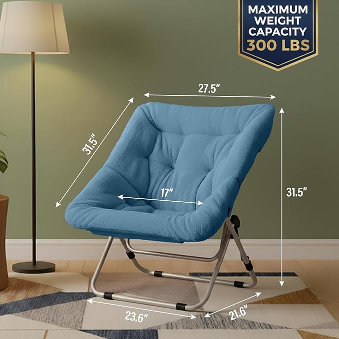Tiita Comfy Saucer Chair, Soft Faux Fur Oversized Folding Accent Chair