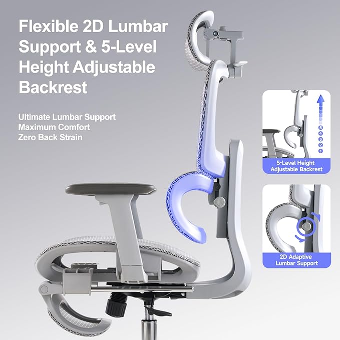 Office Chair with Footrest, Ergonomic Chair with 3D Headrest, Computer Chair