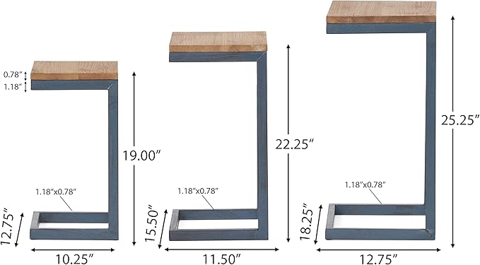 Savannah Fir Wood and Iron Nesting Side Tables