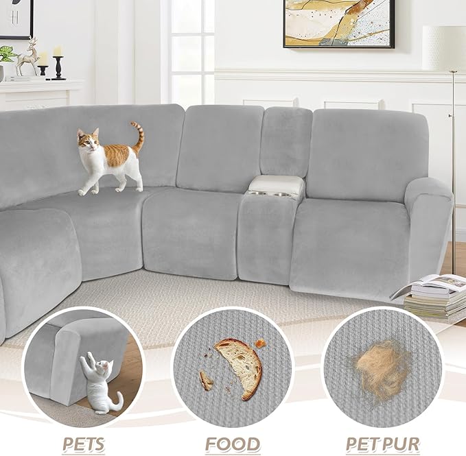 Arfntevss Sectional Recliner Couch Covers Velvet Washable Corner Sectional Sofa