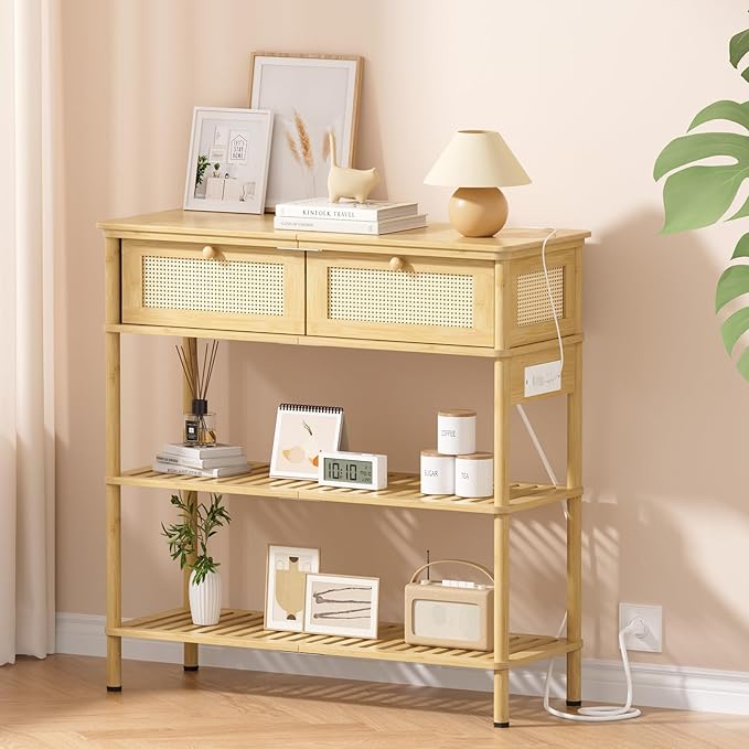 Entryway Table Sofa Console Table, Bamboo Small Entry Way Table