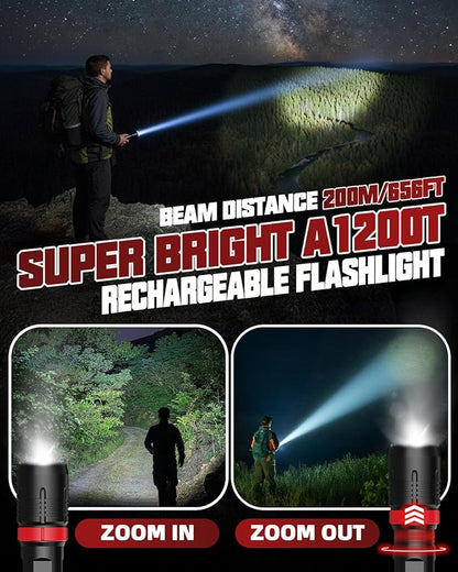 Victoper Rechargeabe Flashlight 2 Pack, High Lumens 5 Modes LED Small Tactical Flashlights, Waterproof Zoomable Mini Flash Light for Outdoor, EDC Gifts for Father's Day