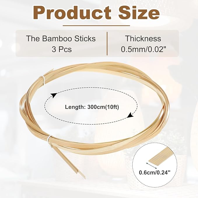 MECCANIXITY 3 Rolls Bamboo Strips