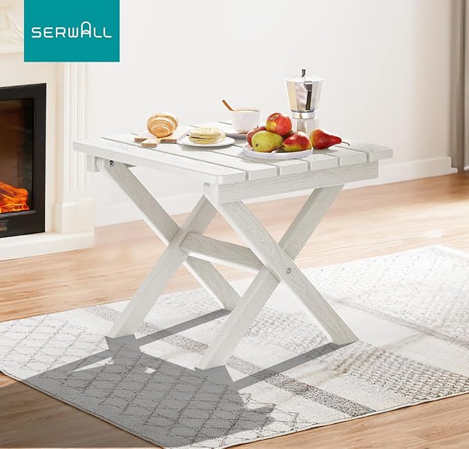 SERWALL Folding Outdoor Side Table Set of 4, Small Adirondack Side Table