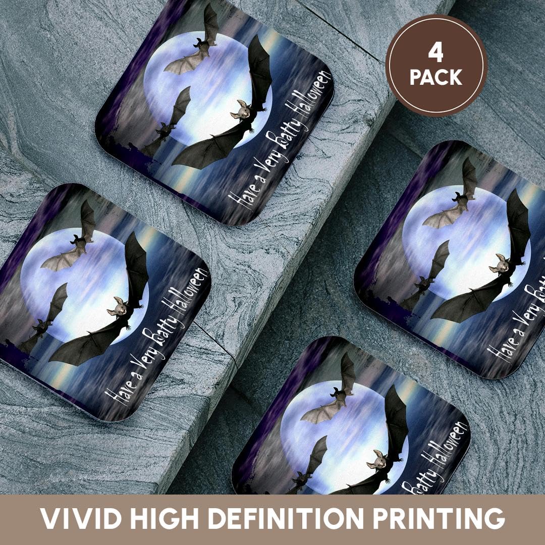 3dRose CST_26468_1 Have a Batty Halloween Bat Halloween Design-Soft Coasters, Set of 4