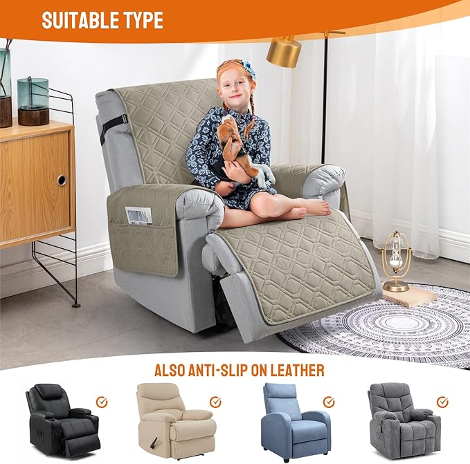 VANSOFY 100% Waterproof Recliner Chair Covers, Recliner Cover Non-Slip Dog