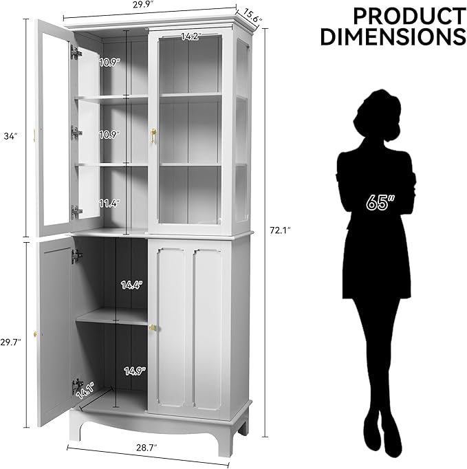 ARTPOWER 72" Freestanding Kitchen Pantry Storage Sideboard, Classical Tall