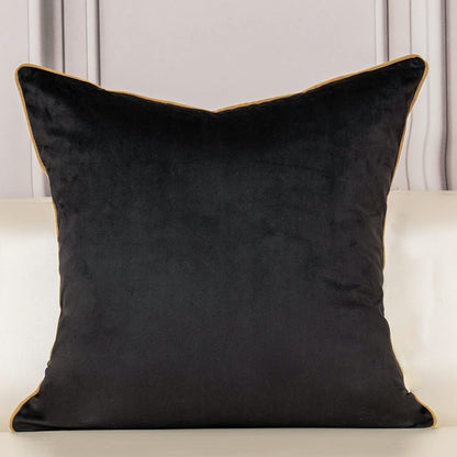 Aeckself Floral Pillow Cover 18x18 Inch, Velvet Embroidered Decorative Farmhouse Accent Throw Pillow Cover for Couch Bedroom Living Room, Black and Gold