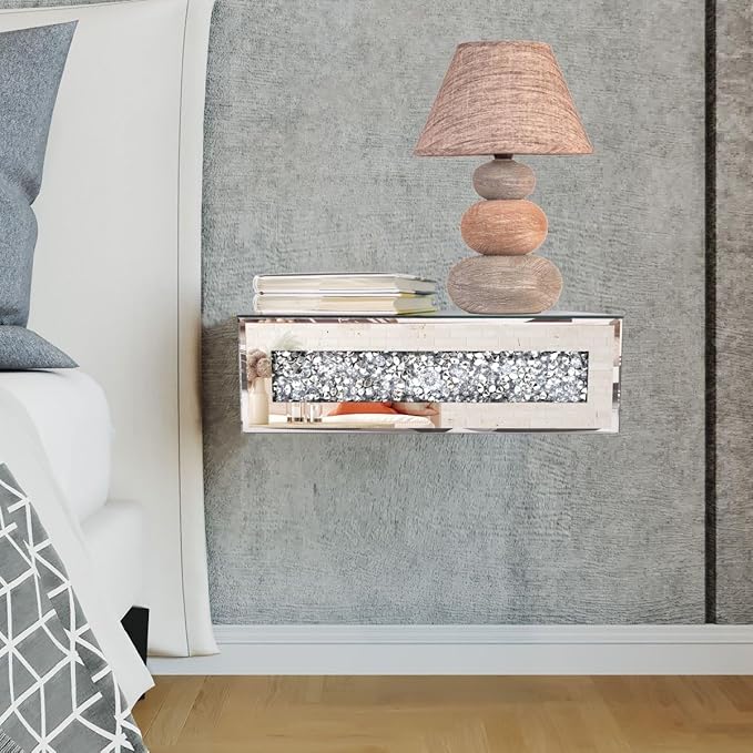 Mirrored Floating Bedside Nightstand