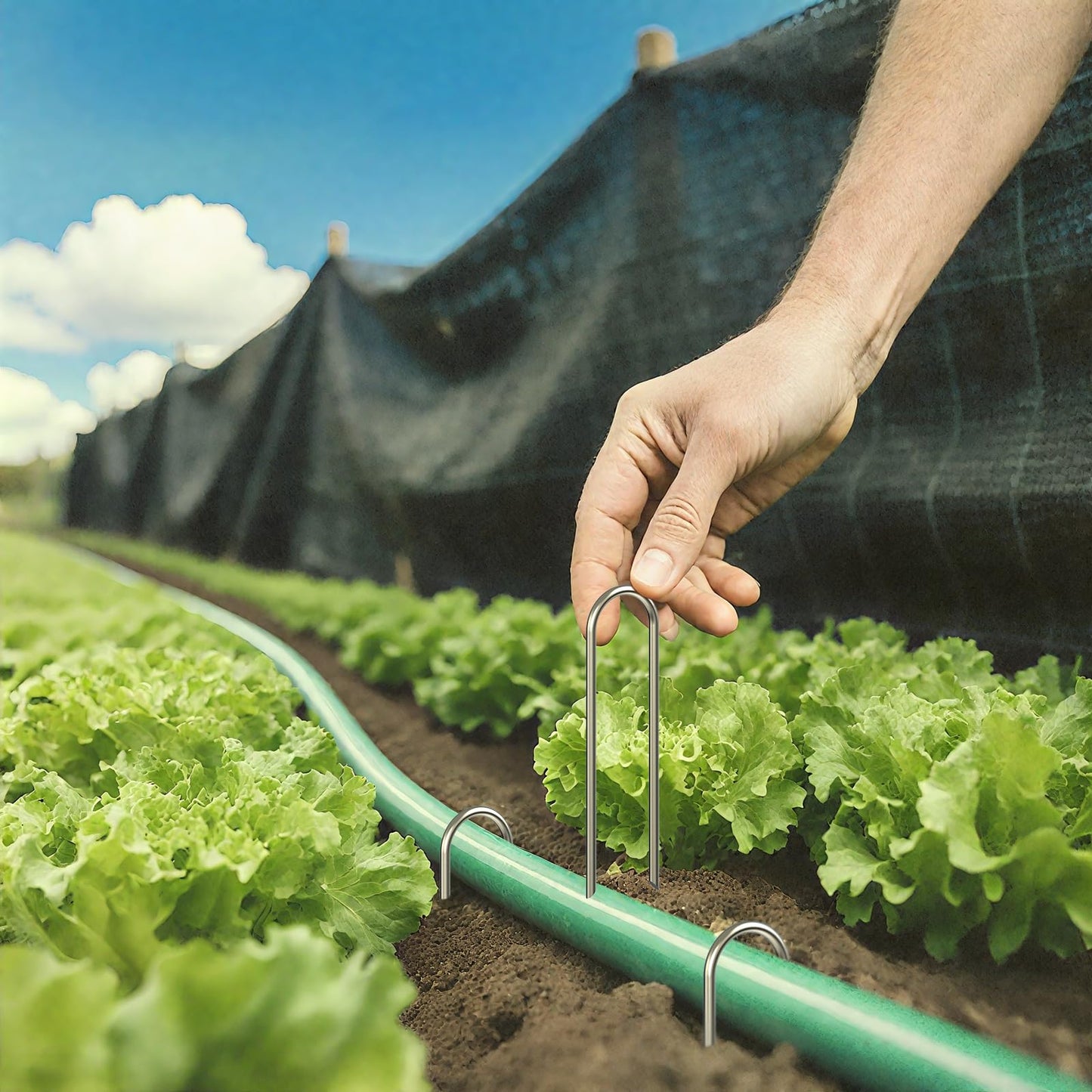 AAGUT 6 Inch Landscape Stakes 50 Pack Garden Drip Irrigation Tubing Stakes Heavy Duty 11 Gauge Galvanized Ground Staples Lawn U Hooks for Soaker Hose, Chicken Wire, Chain Link Fence, Dog Fence