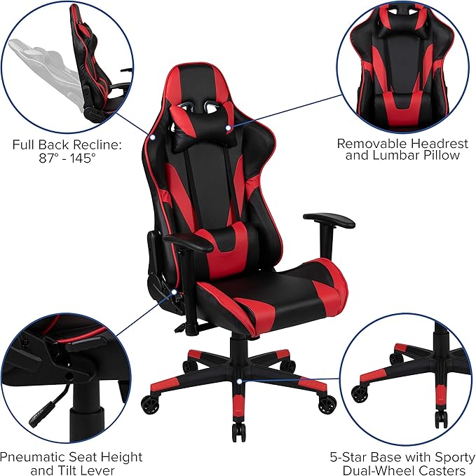 Flash Furniture X20 Fully Reclining LeatherSoft Racing Style Gaming Chair