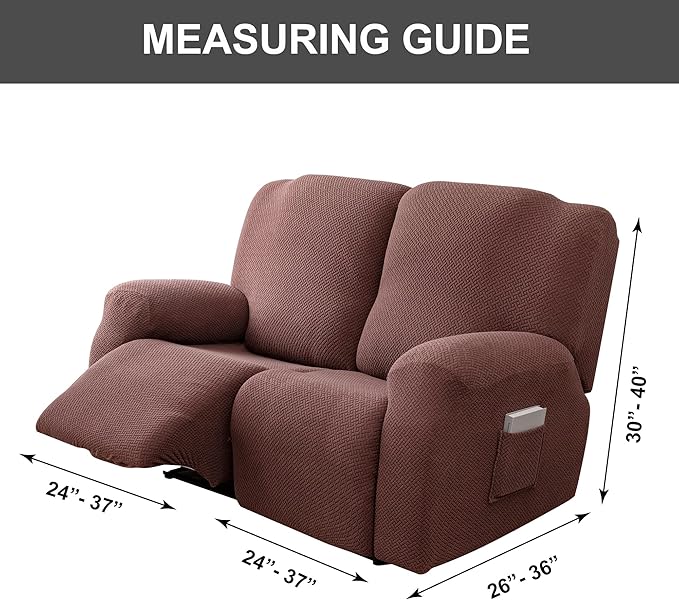 Genina Recliner Loveseat Covers, Stretch Reclining Sofa Covers, 2 Seater Couch
