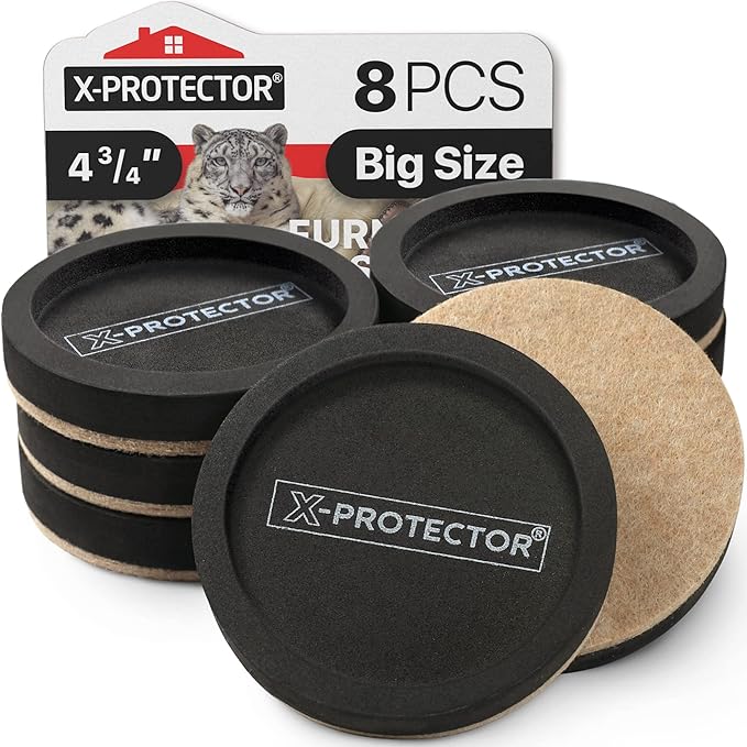 Felt Furniture Sliders for Hardwood Floors X-PROTECTOR 8 PCS 4 3/4”
