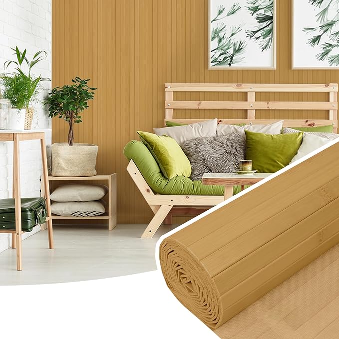 2 Pack Bamboo Wall Panel for Interior Wall Decor, Renewable Pole Wrap